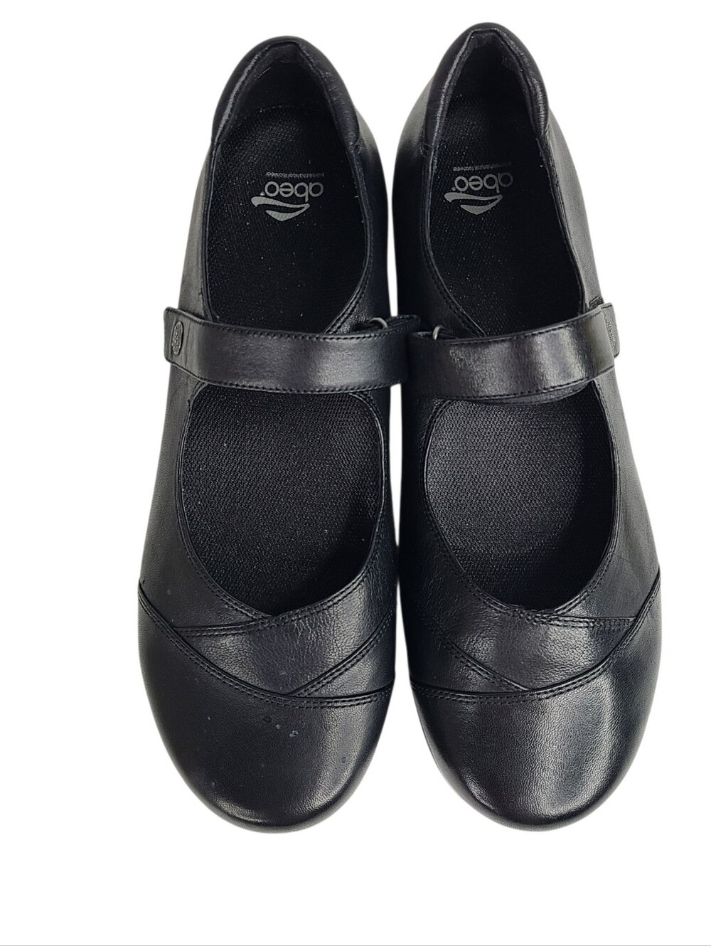 Abeo 24/7 Abby Black Leather Mary Jane Non-Slip Comfort Shoes Women's Size 10